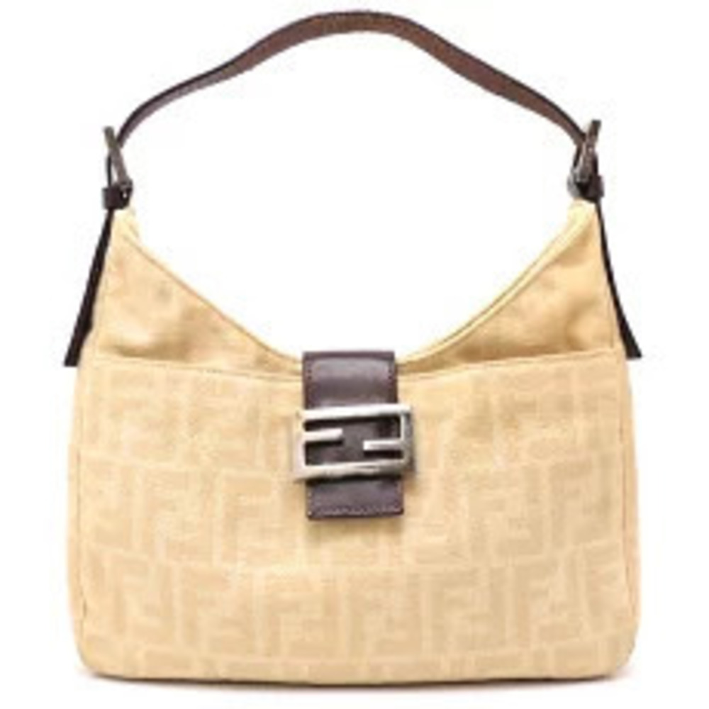 Fendi Zucca Hobo Bag Shoulder Canvas Beige
